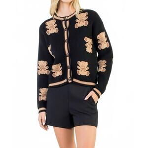 NEW THML teddy bear knit cardigan in black